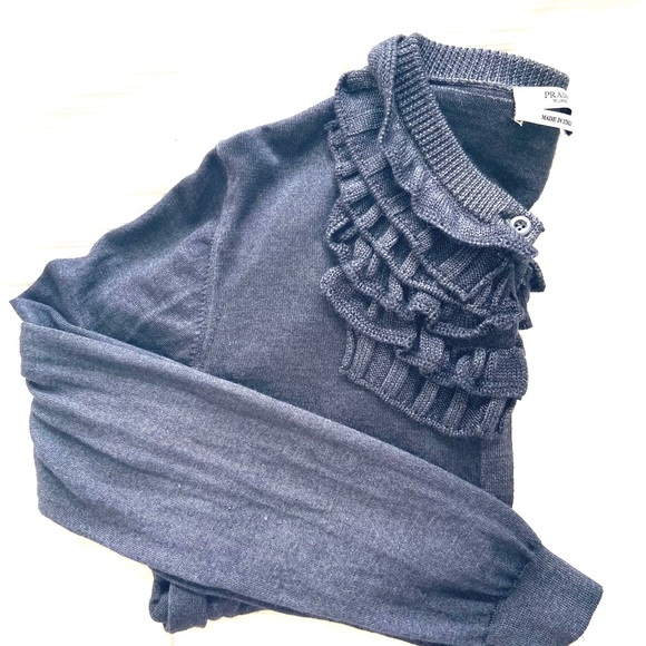 Prada Grey Ruffle Neck Cardigan - Picture 14 of 16
